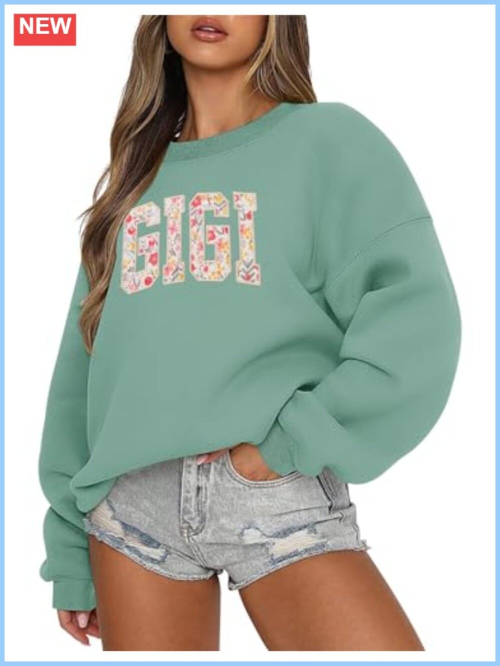 LOMON Oversized Crewneck Sweatshirt Cotton Polyester Fleece Lined Pullover